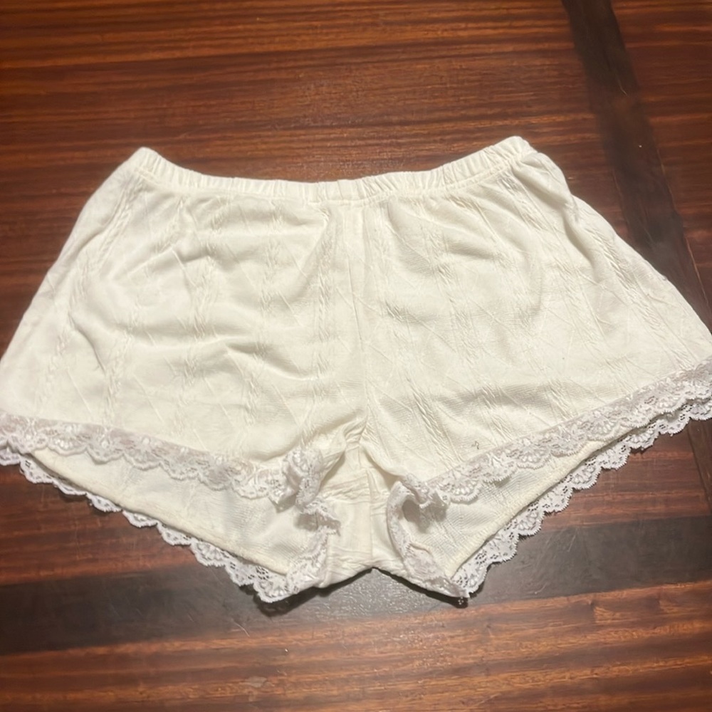 White lace shorts with Top. Sleepware